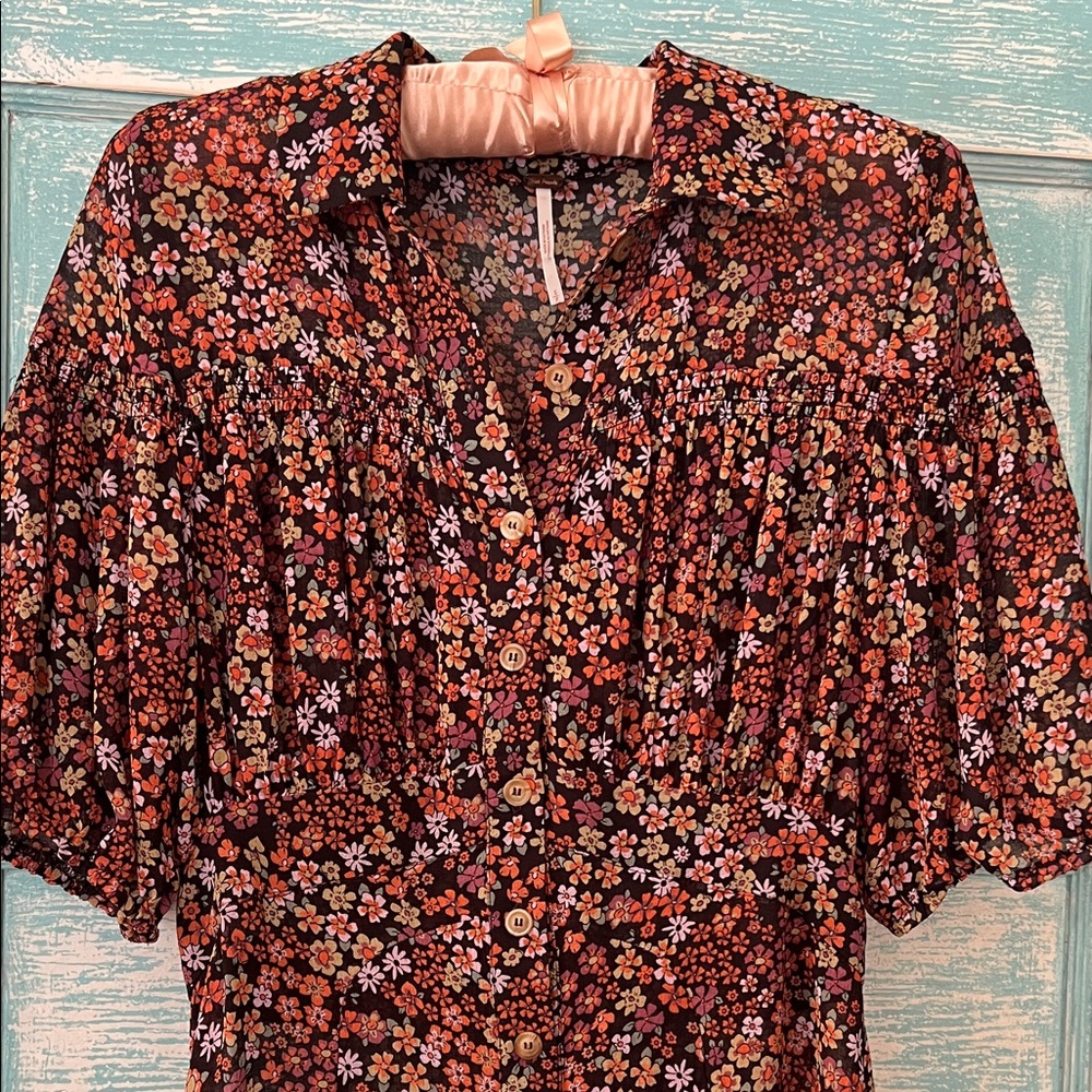 Free People dress Bonnie Dusk Combo button up Small EUC no flaws cottagecore - Picture 8 of 13